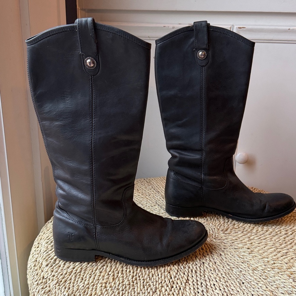 Frye Melissa Tall Black Leather Riding Boots Women’s Size 10 Classic & Timeless - Picture 8 of 14
